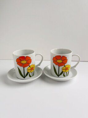 Vintage 70s Floral Mugs